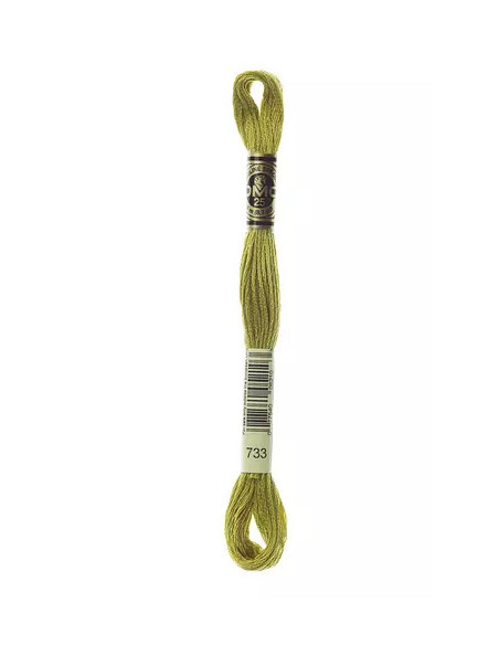 Fil à broder, Mouliné Spécial DMC Art 117, 100% Coton à longues fibres, double mercerisation, 8 m, Vert doré (733)