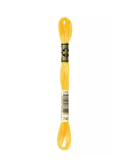 Fil à broder, Mouliné Spécial DMC Art 117, 100% Coton à longues fibres, double mercerisation, 8 m, Jaune de Naples (743)