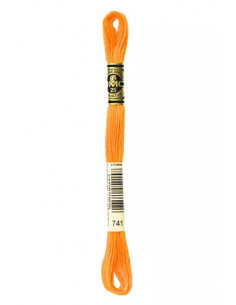 Fil à broder, Mouliné Spécial DMC Art 117, 100% Coton à longues fibres, double mercerisation, 8 m, Mandarine (741)