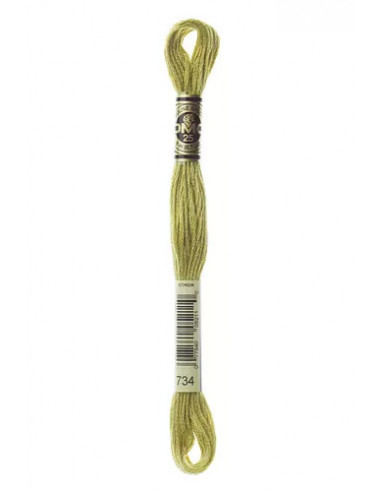 Fil à broder, Mouliné Spécial DMC Art 117, 100% Coton à longues fibres, double mercerisation, 8 m, Olive cassée (734)