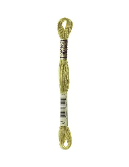 Fil à broder, Mouliné Spécial DMC Art 117, 100% Coton à longues fibres, double mercerisation, 8 m, Olive cassée (734)