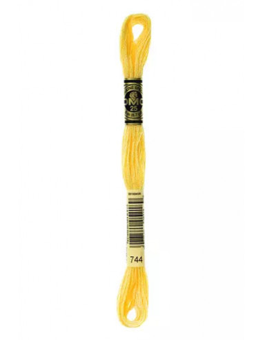 Fil à broder, Mouliné Spécial DMC Art 117, 100% Coton à longues fibres, double mercerisation, 8 m, Jaune pamplemousse (744)