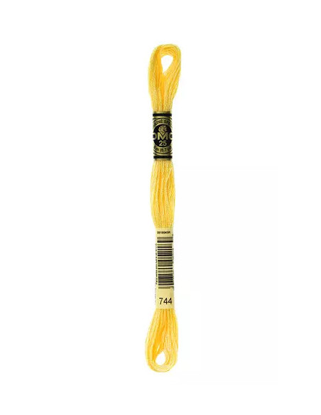 Fil à broder, Mouliné Spécial DMC Art 117, 100% Coton à longues fibres, double mercerisation, 8 m, Jaune pamplemousse (744)