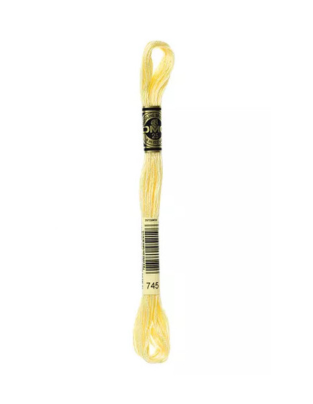 Fil à broder, Mouliné Spécial DMC Art 117, 100% Coton à longues fibres, double mercerisation, 8 m, Jaune banane (745)