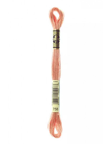 Fil à broder, Mouliné Spécial DMC Art 117, 100% Coton à longues fibres, double mercerisation, 8 m, Aube rose (758)