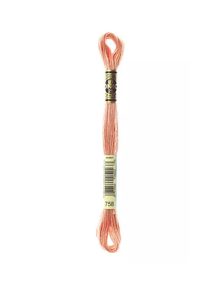 Fil à broder, Mouliné Spécial DMC Art 117, 100% Coton à longues fibres, double mercerisation, 8 m, Aube rose (758)