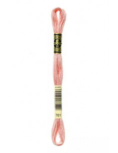 Fil à broder, Mouliné Spécial DMC Art 117, 100% Coton à longues fibres, double mercerisation, 8 m, Rose Aurore (761)