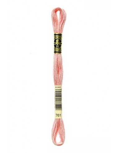 Fil à broder, Mouliné Spécial DMC Art 117, 100% Coton à longues fibres, double mercerisation, 8 m, Rose Aurore (761)