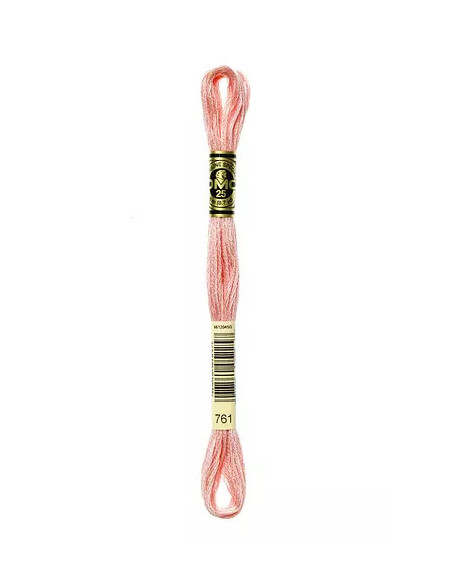 Fil à broder, Mouliné Spécial DMC Art 117, 100% Coton à longues fibres, double mercerisation, 8 m, Rose Aurore (761)