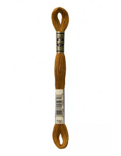 Fil à broder, Mouliné Spécial DMC Art 117, 100% Coton à longues fibres, double mercerisation, 8 m, Châtaignier (780)