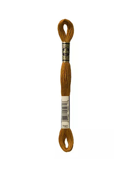 Fil à broder, Mouliné Spécial DMC Art 117, 100% Coton à longues fibres, double mercerisation, 8 m, Châtaignier (780)