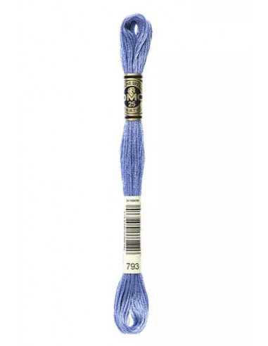 Fil à broder, Mouliné Spécial DMC Art 117, 100% Coton à longues fibres, double mercerisation, 8 m, Bleuet (793)
