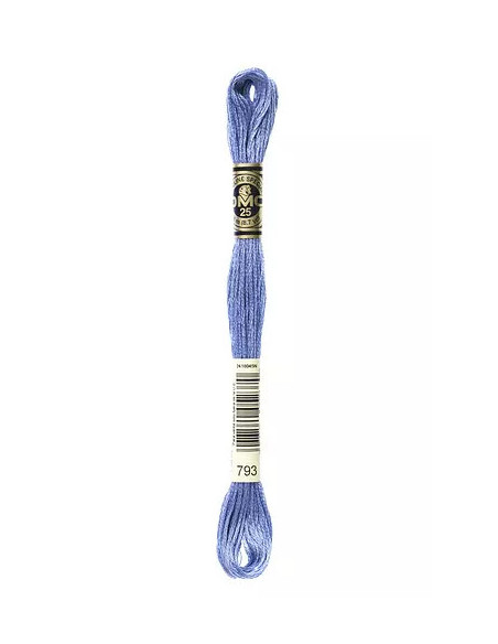 Fil à broder, Mouliné Spécial DMC Art 117, 100% Coton à longues fibres, double mercerisation, 8 m, Bleuet (793)