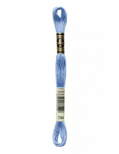 Fil à broder, Mouliné Spécial DMC Art 117, 100% Coton à longues fibres, double mercerisation, 8 m, Bleu layette (794)