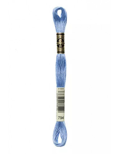 Fil à broder, Mouliné Spécial DMC Art 117, 8 m, Bleu layette (794)