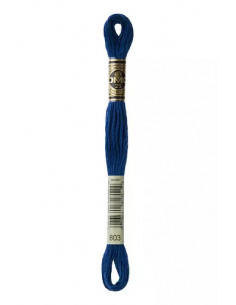 Fil à broder, Mouliné Spécial DMC Art 117, 100% Coton à longues fibres, double mercerisation, 8 m, Encre bleue (803)