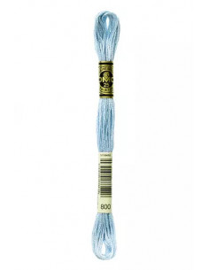 Fil à broder, Mouliné Spécial DMC Art 117, 100% Coton à longues fibres, double mercerisation, 8 m, Bleu ciel (800)