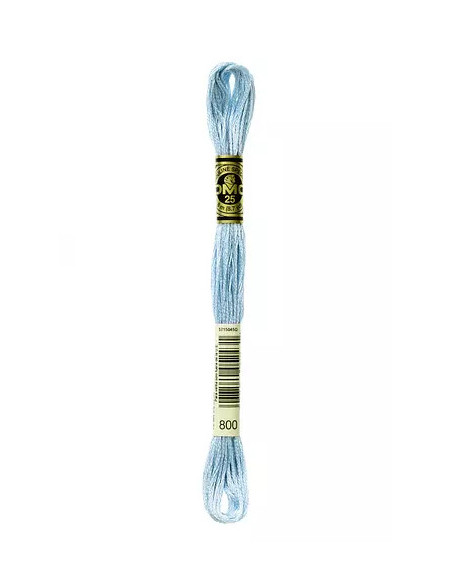 Fil à broder, Mouliné Spécial DMC Art 117, 100% Coton à longues fibres, double mercerisation, 8 m, Bleu ciel (800)