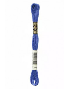 Fil à broder, Mouliné Spécial DMC Art 117, 100% Coton à longues fibres, double mercerisation, 8 m, Bleu de cobalt (798)