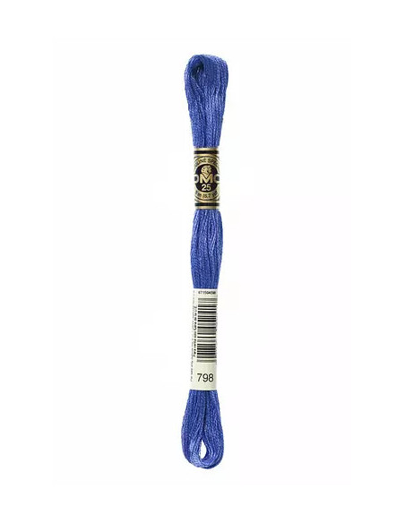 Fil à broder, Mouliné Spécial DMC Art 117, 100% Coton à longues fibres, double mercerisation, 8 m, Bleu de cobalt (798)