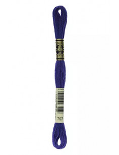 Fil à broder, Mouliné Spécial DMC Art 117, 100% Coton à longues fibres, double mercerisation, 8 m, Bleu de France (797)