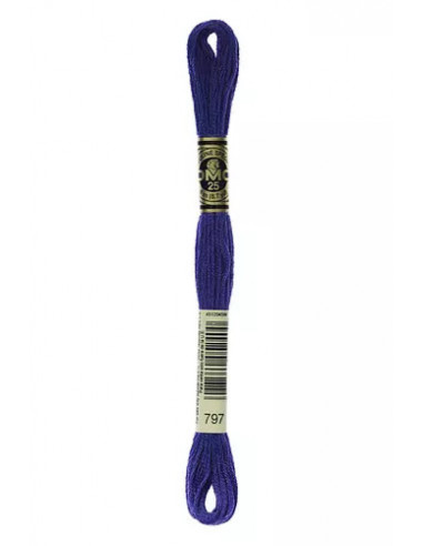 Fil à broder, Mouliné Spécial DMC Art 117, 100% Coton à longues fibres, double mercerisation, 8 m, Bleu de France (797)