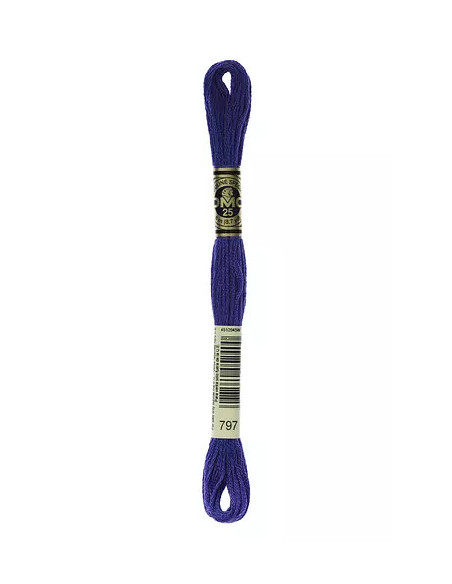 Fil à broder, Mouliné Spécial DMC Art 117, 8 m, Bleu de France (797)