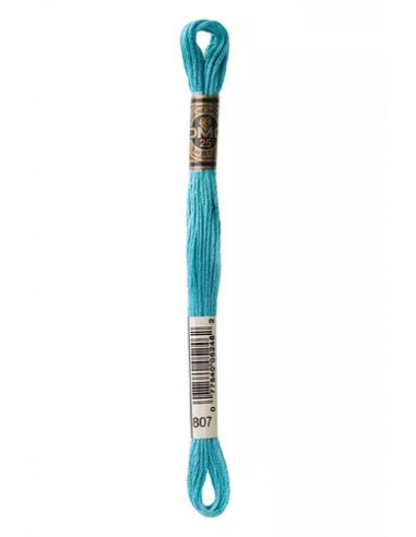 Fil à broder, Mouliné Spécial DMC Art 117, 100% Coton à longues fibres, double mercerisation, 8 m, Marée turquoise (807)