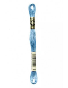 Fil à broder, Mouliné Spécial DMC Art 117, 100% Coton à longues fibres, double mercerisation, 8 m, Bleu gauloise (813)