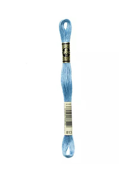 Fil à broder, Mouliné Spécial DMC Art 117, 100% Coton à longues fibres, double mercerisation, 8 m, Bleu gauloise (813)