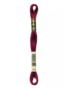 Fil à broder, Mouliné Spécial DMC Art 117, 100% Coton à longues fibres, double mercerisation, 8 m, Cerise noire métallisée (815)