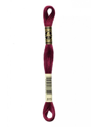 Fil à broder, Mouliné Spécial DMC Art 117, 100% Coton à longues fibres, double mercerisation, 8 m, Cerise noire métallisée (815)