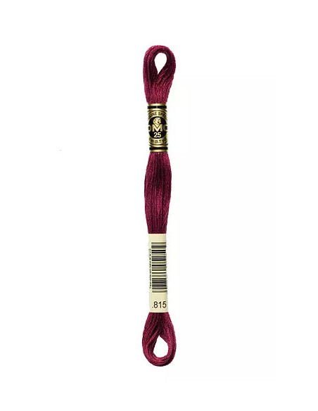 Fil à broder, Mouliné Spécial DMC Art 117, 100% Coton à longues fibres, double mercerisation, 8 m, Cerise noire métallisée (815)
