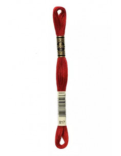 Fil à broder, Mouliné Spécial DMC Art 117, 100% Coton à longues fibres, double mercerisation, 8 m, Rouge japonais (817)