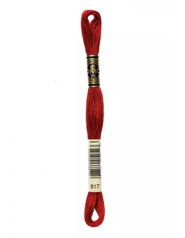 Fil à broder, Mouliné Spécial DMC Art 117, 100% Coton à longues fibres, double mercerisation, 8 m, Rouge japonais (817)