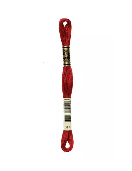 Fil à broder, Mouliné Spécial DMC Art 117, 100% Coton à longues fibres, double mercerisation, 8 m, Rouge japonais (817)