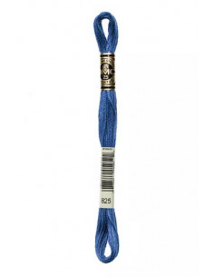 Fil à broder, Mouliné Spécial DMC Art 117, 100% Coton à longues fibres, double mercerisation, 8 m, Bleu Gentiane Métallisé (825)
