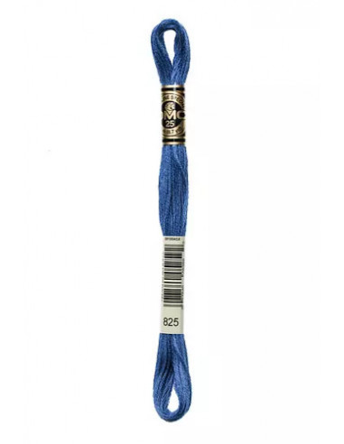 Fil à broder, Mouliné Spécial DMC Art 117, 8 m, Bleu Gentiane Métallisé (825)