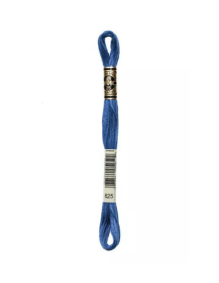 Fil à broder, Mouliné Spécial DMC Art 117, 100% Coton à longues fibres, double mercerisation, 8 m, Bleu Gentiane Métallisé (825)