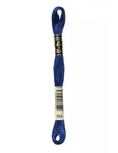 Fil à broder, Mouliné Spécial DMC Art 117, 100% Coton à longues fibres, double mercerisation, 8 m, Bleu océan (824)