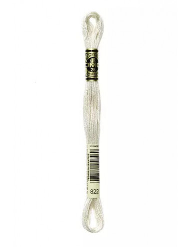 Fil à broder, Mouliné Spécial DMC Art 117, 100% Coton à longues fibres, double mercerisation, 8 m, Coton beige écru (822)