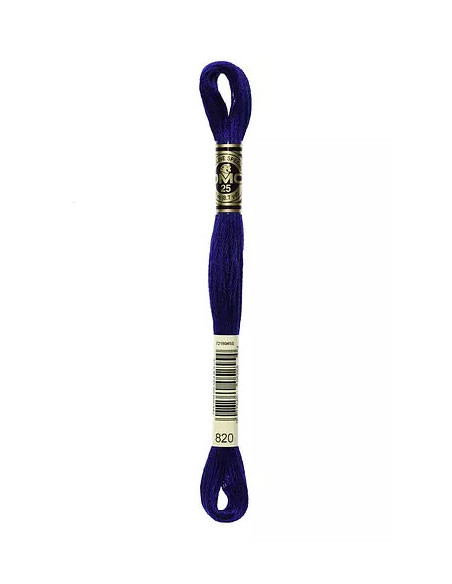 Fil à broder, Mouliné Spécial DMC Art 117, 100% Coton à longues fibres, double mercerisation, 8 m, Bleu marine (820)