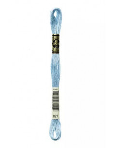 Fil à broder, Mouliné Spécial DMC Art 117, 100% Coton à longues fibres, double mercerisation, 8 m, Bleu myosotis (827)