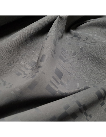 Tissu, Nappage Tissé Motifs Rectangulaires, Gris, Laize 170 cm, Nappe Anti-Taches 100% Polyester