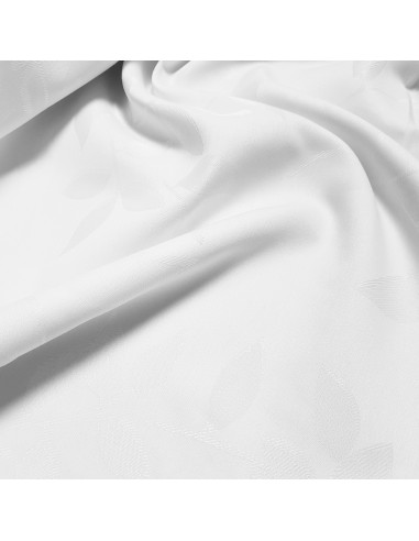 Tissu, Nappage Tissé Feuilles, Blanc, Laize 295 cm, Polyester Anti-Taches