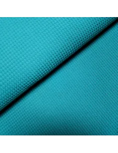 Tissu, Nid d'Abeille Uni, Bleu Canard, Laize 150 cm, 100% Coton 230g/ml