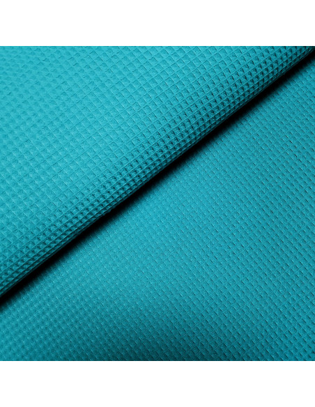 Tissu, Nid d'Abeille Uni, Bleu Canard, Laize 150 cm, 100% Coton 230g/ml