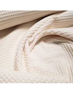 Tissu, Nid d'Abeille Uni, Écru, Laize 150 cm, 100% Coton 230g/m² 2