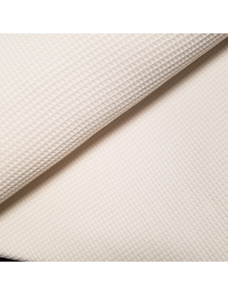 Tissu, Nid d'Abeille Uni, Écru, Laize 150 cm, 100% Coton 230g/m²