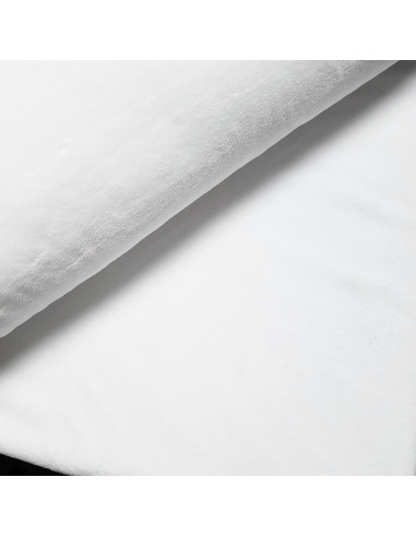 Tissu, Éponge de Bambou Doudou Uni, Blanc, Laize 150 cm, 60% Bambou 30% Polyester 10% Coton